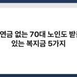 국민연금 없는 70대 노인도 받을 수 있는 복지금 5가지 5