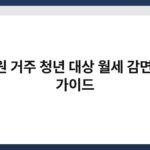 고시원 거주 청년 대상 월세 감면 실전 가이드 5