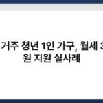 서울 거주 청년 1인 가구, 월세 30만 원 지원 실사례 3