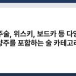 양주술, 위스키, 보드카 등 다양한 양주를 포함하는 술 카테고리 4