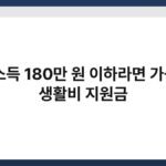 월 소득 180만 원 이하라면 가능한 생활비 지원금 6