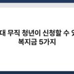 20대 무직 청년이 신청할 수 있는 복지금 5가지 5