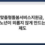 노인맞춤형돌봄서비스지원금, 혼자 사는 노년이 외롭지 않게 만드는 동행 제도 2